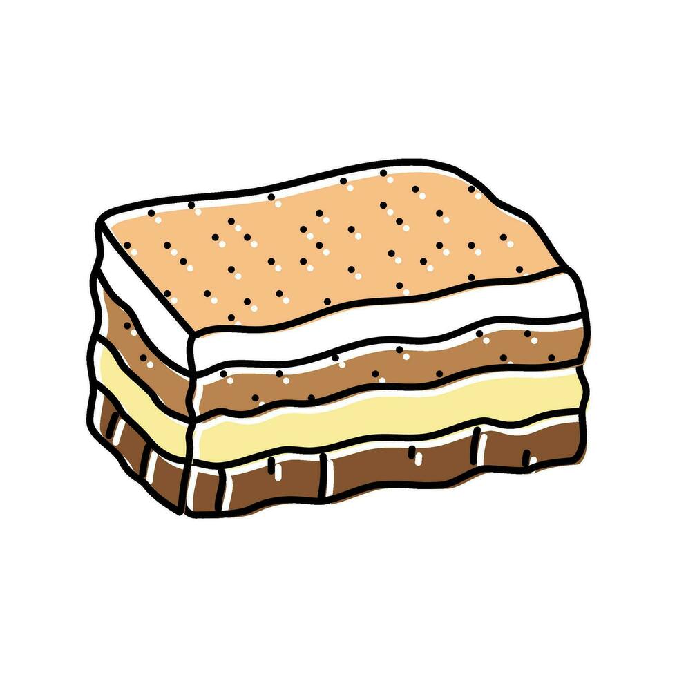 Tiramisu Dessert Italienisch Küche Farbe Symbol Vektor Illustration