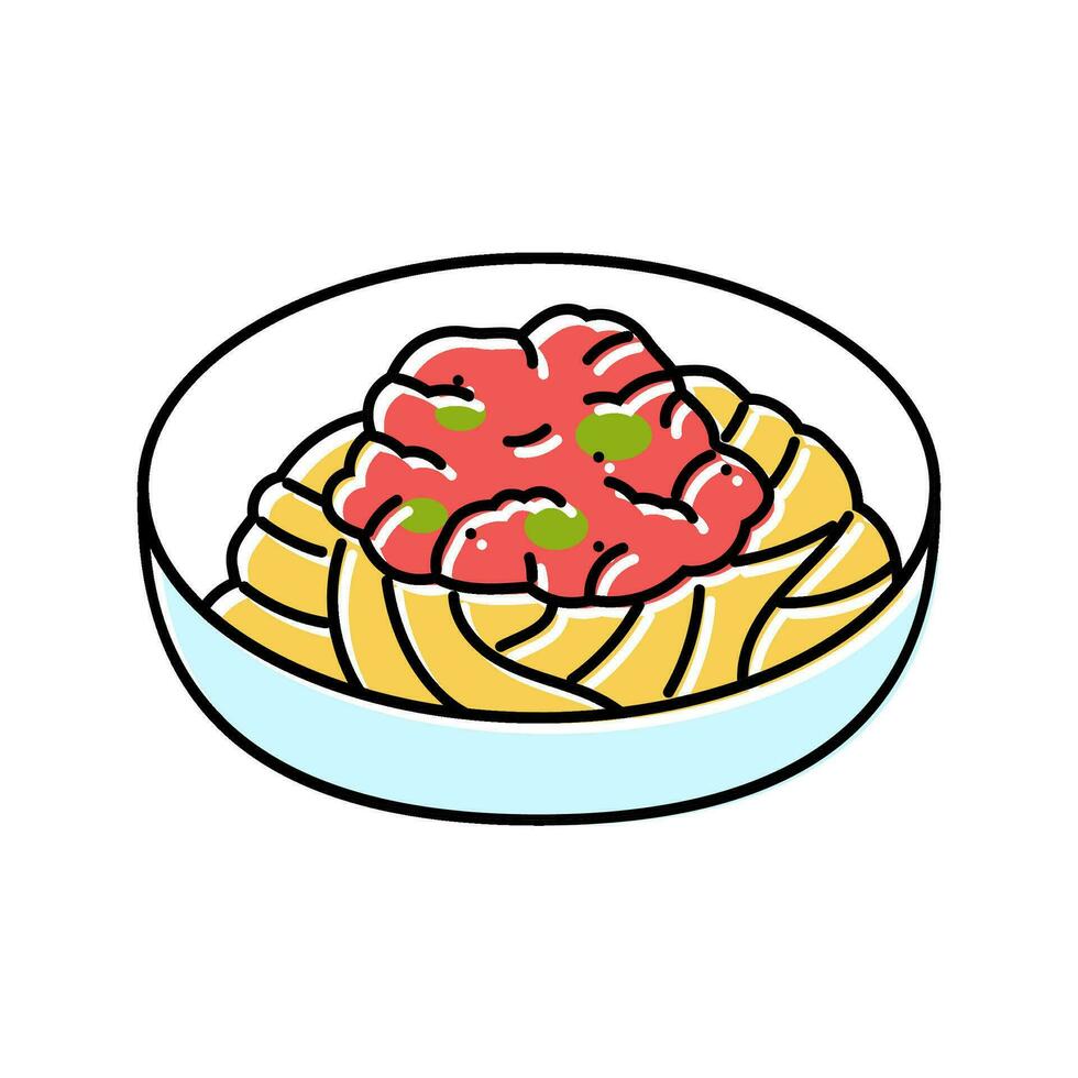 spaghetti bolognese italiensk kök Färg ikon vektor illustration