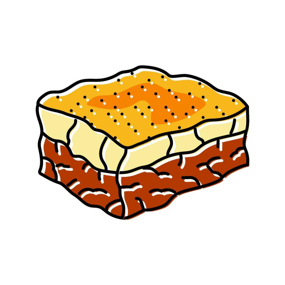 Moussaka Gericht griechisch Küche Farbe Symbol Vektor Illustration