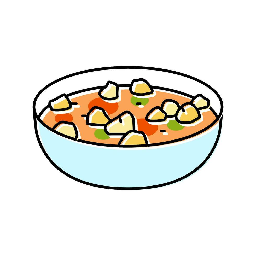 Minestrone Suppe Italienisch Küche Farbe Symbol Vektor Illustration