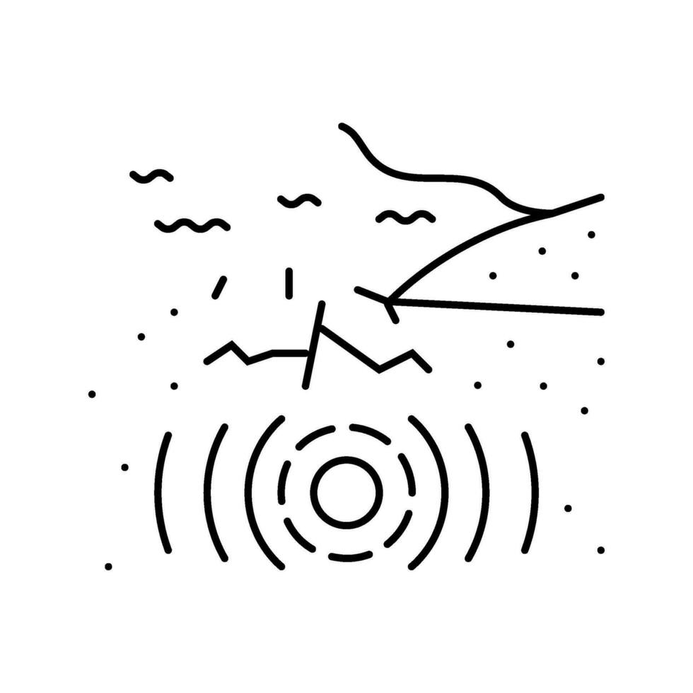 tsunami jordbävning linje ikon vektor illustration
