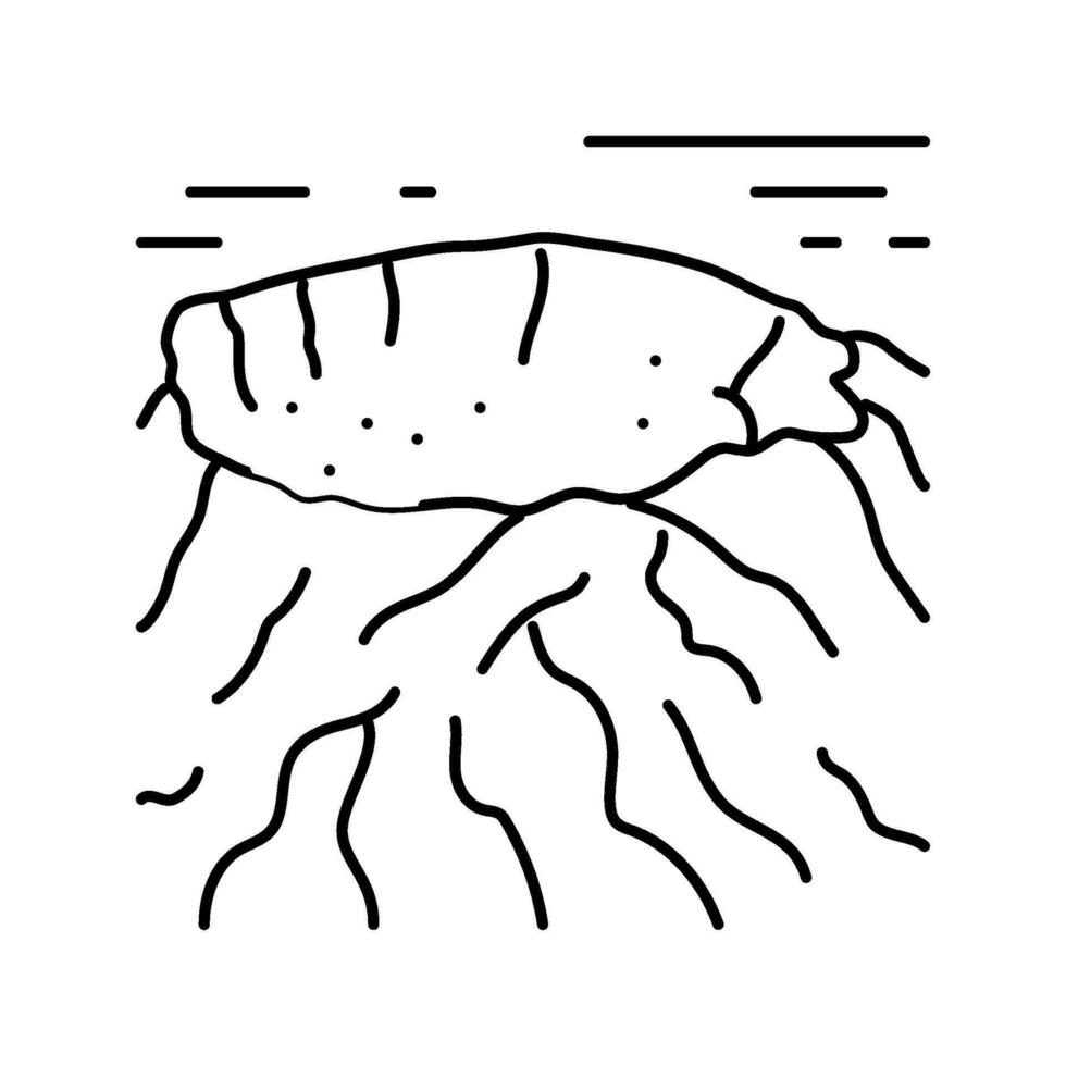 Krater Lava Vulkan Linie Symbol Vektor Illustration