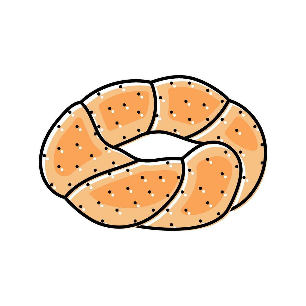 simit Türkisch Bagel Küche Farbe Symbol Vektor Illustration