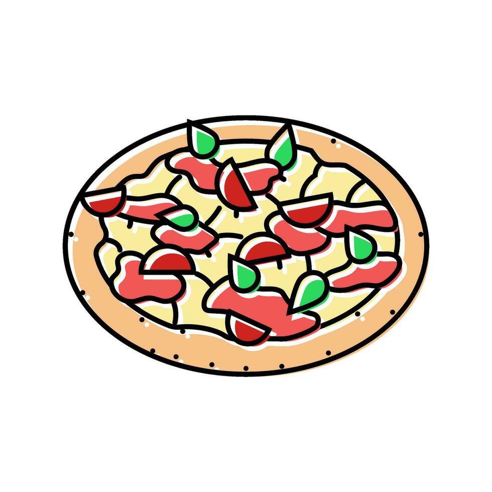 Margherita Pizza Italienisch Küche Farbe Symbol Vektor Illustration