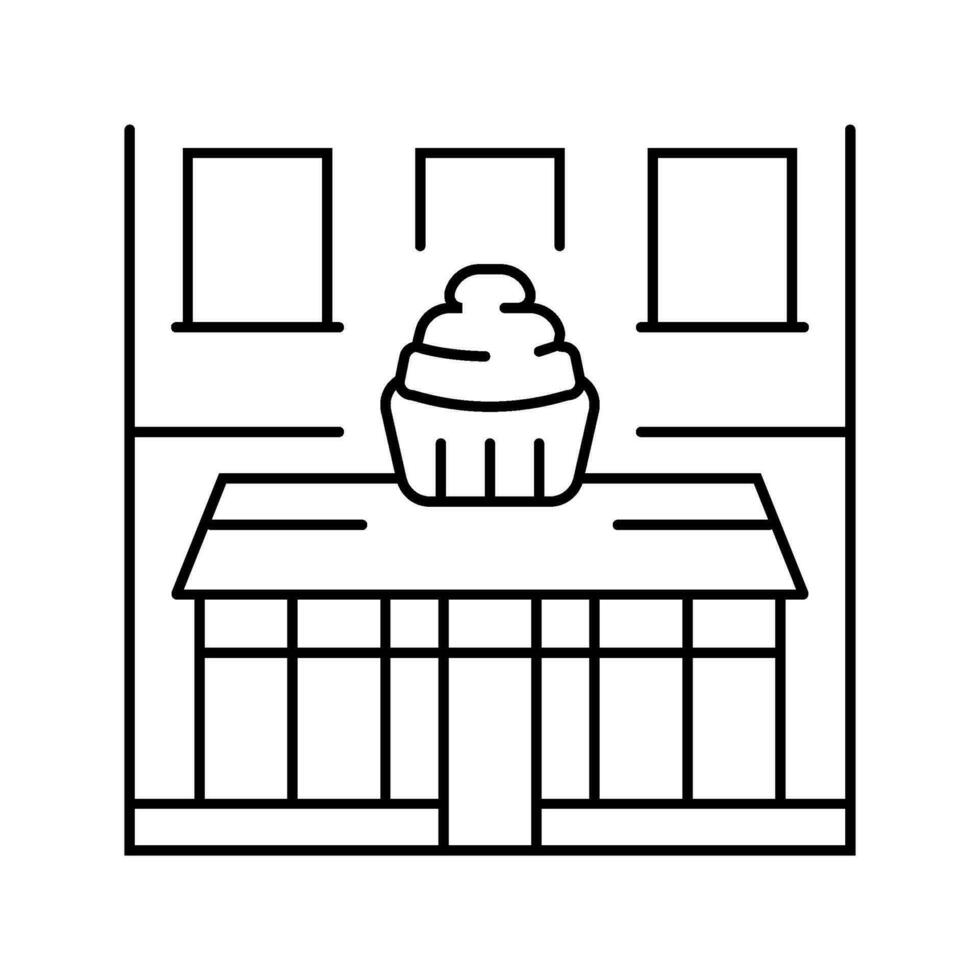 cupcakery affär linje ikon vektor illustration