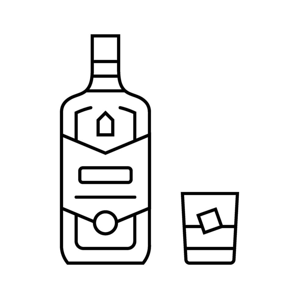 whisky dryck flaska linje ikon vektor illustration