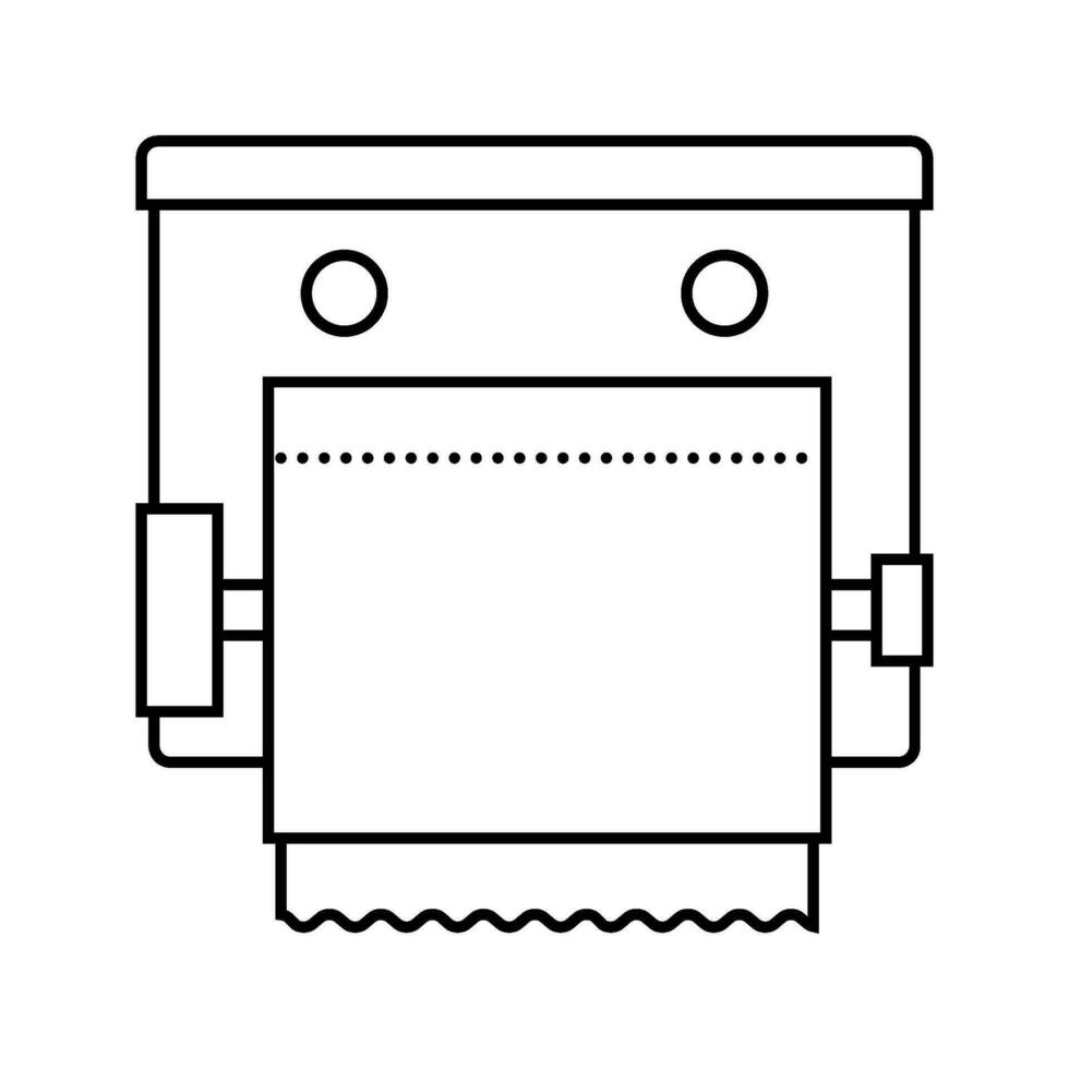 toalett papper hållare badrum interiör linje ikon vektor illustration