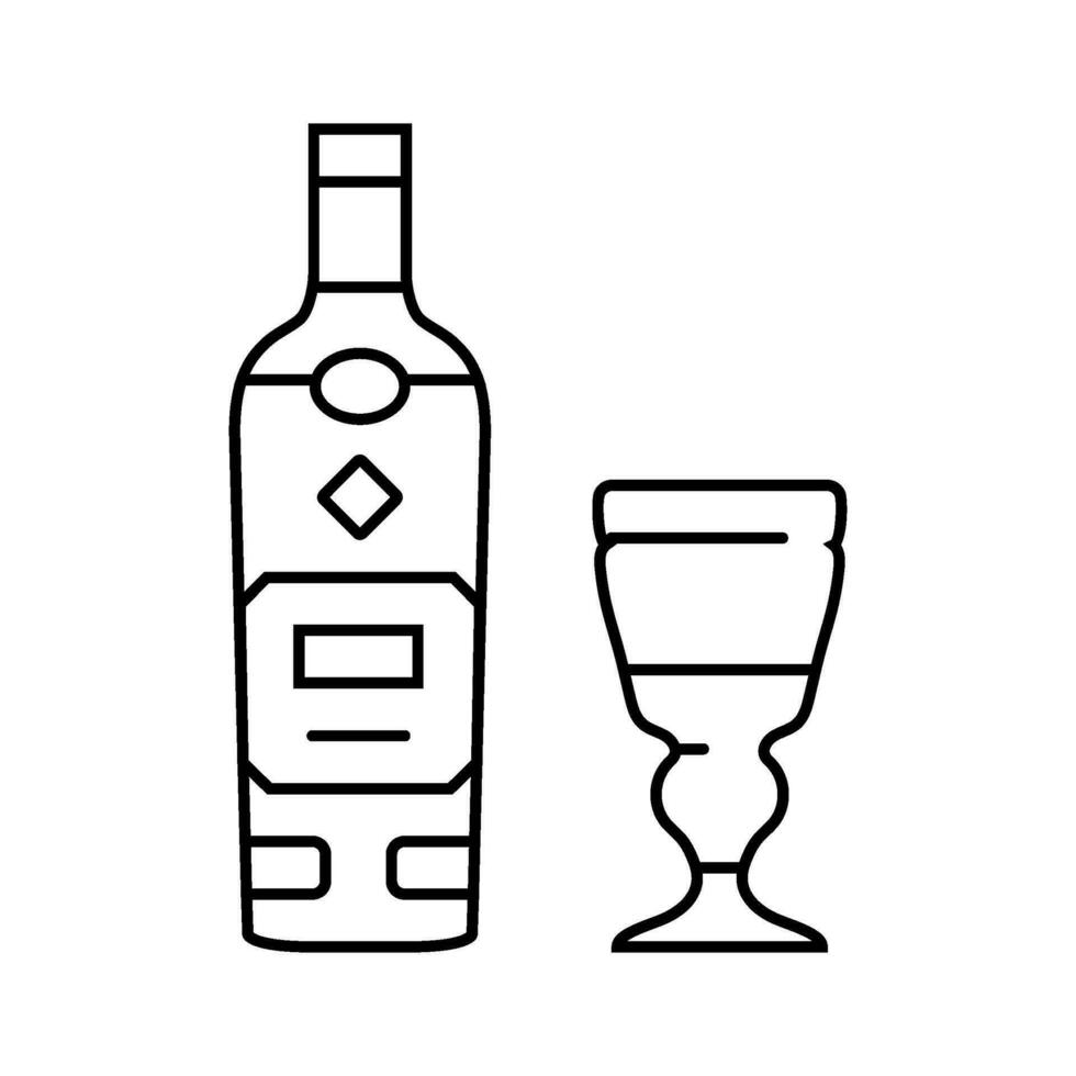 absinthe dryck flaska linje ikon vektor illustration