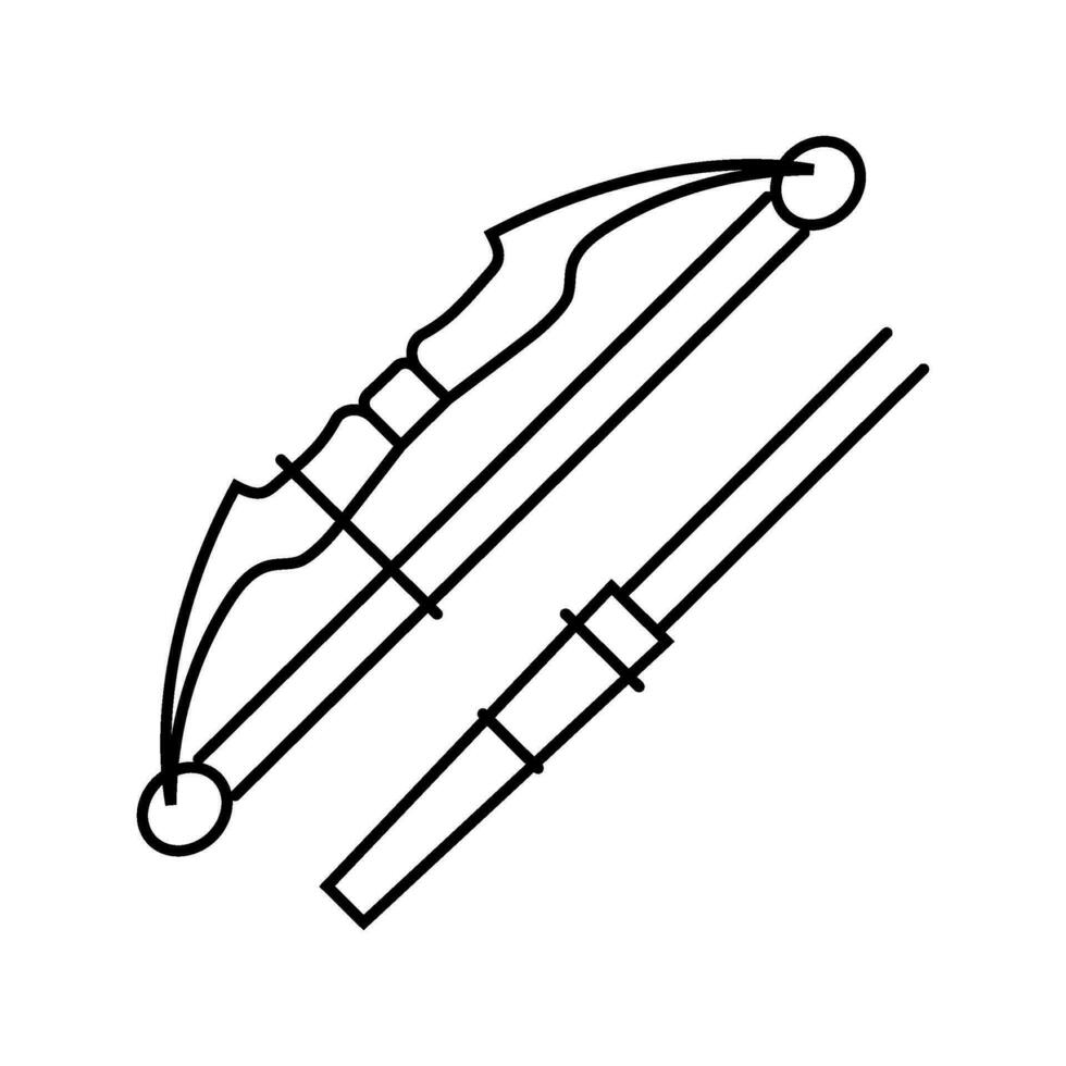 Bogen Pfeil Waffe Krieg Linie Symbol Vektor Illustration