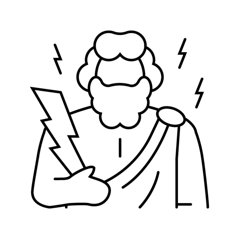 zeus grekisk Gud mytologi linje ikon vektor illustration