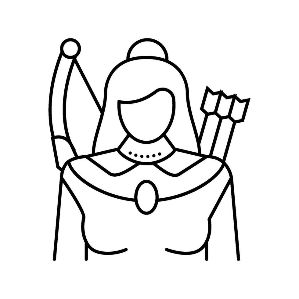 artemis grekisk Gud gammal linje ikon vektor illustration