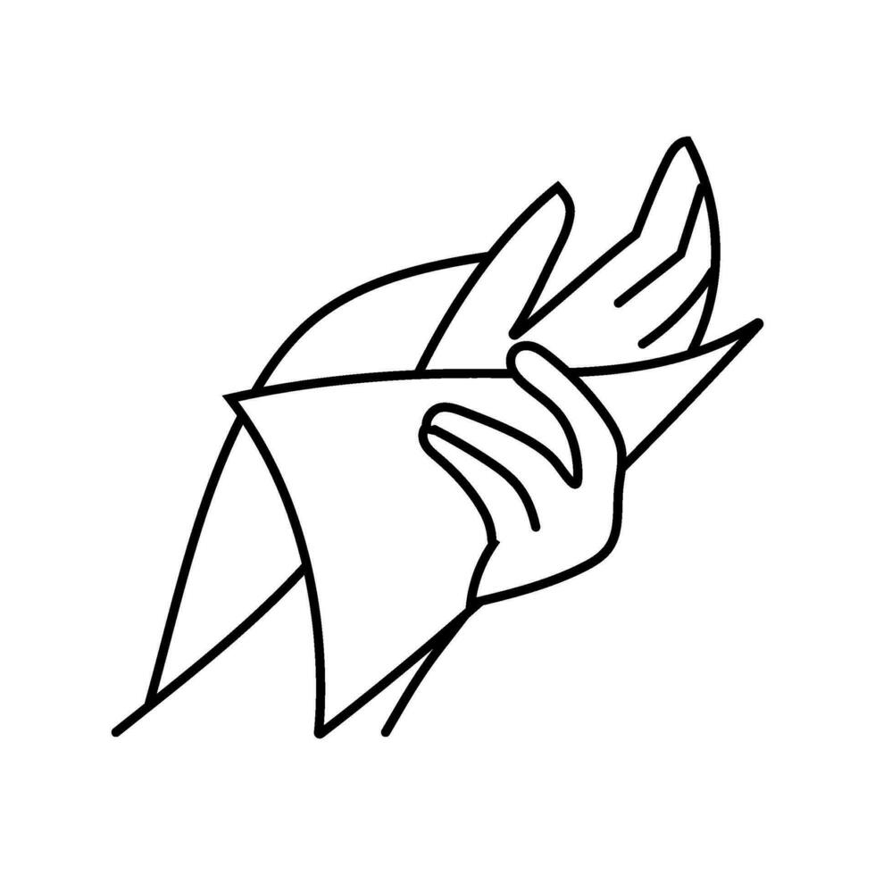 Hand abwischen mit Papier Handtuch Linie Symbol Vektor Illustration
