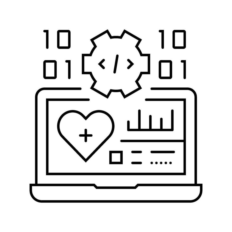 medicinsk programvara biomedicinsk linje ikon vektor illustration