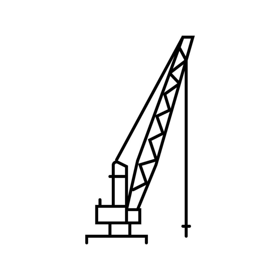 olja rigg kran petroleum ingenjör linje ikon vektor illustration