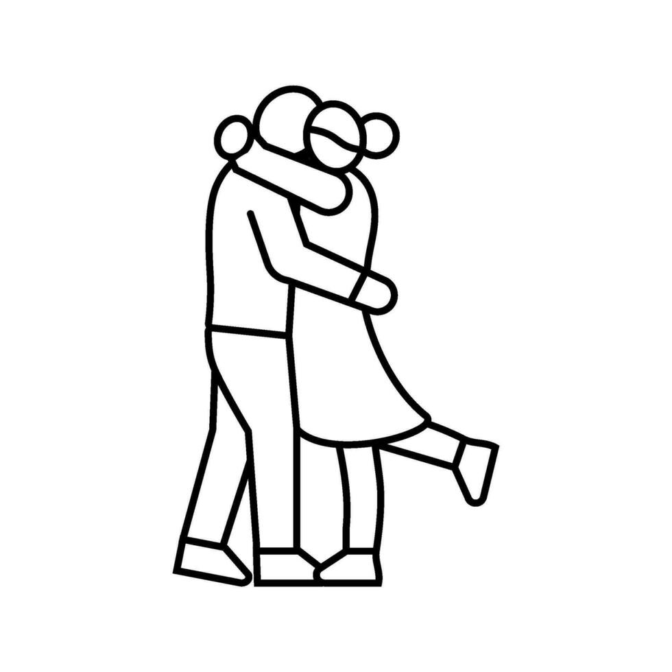 par kissing kärlek linje ikon vektor illustration