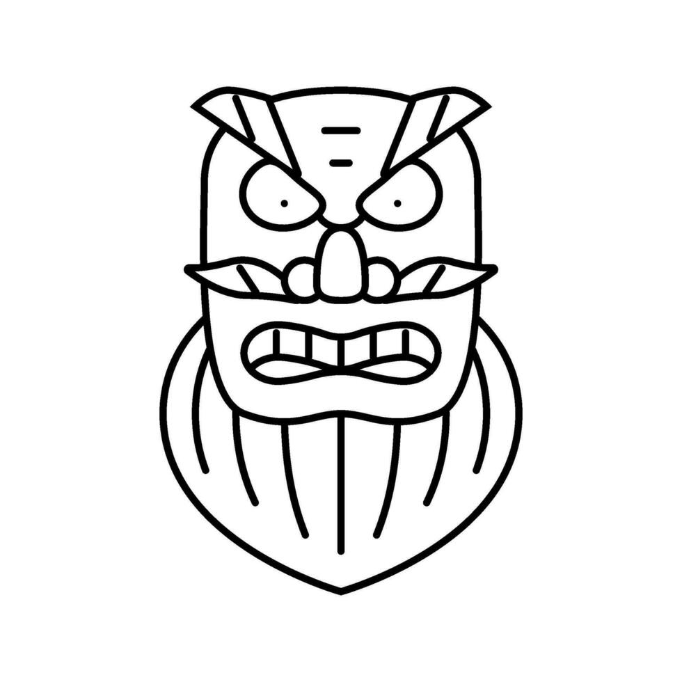 kagura dansa mask shintoismen linje ikon vektor illustration