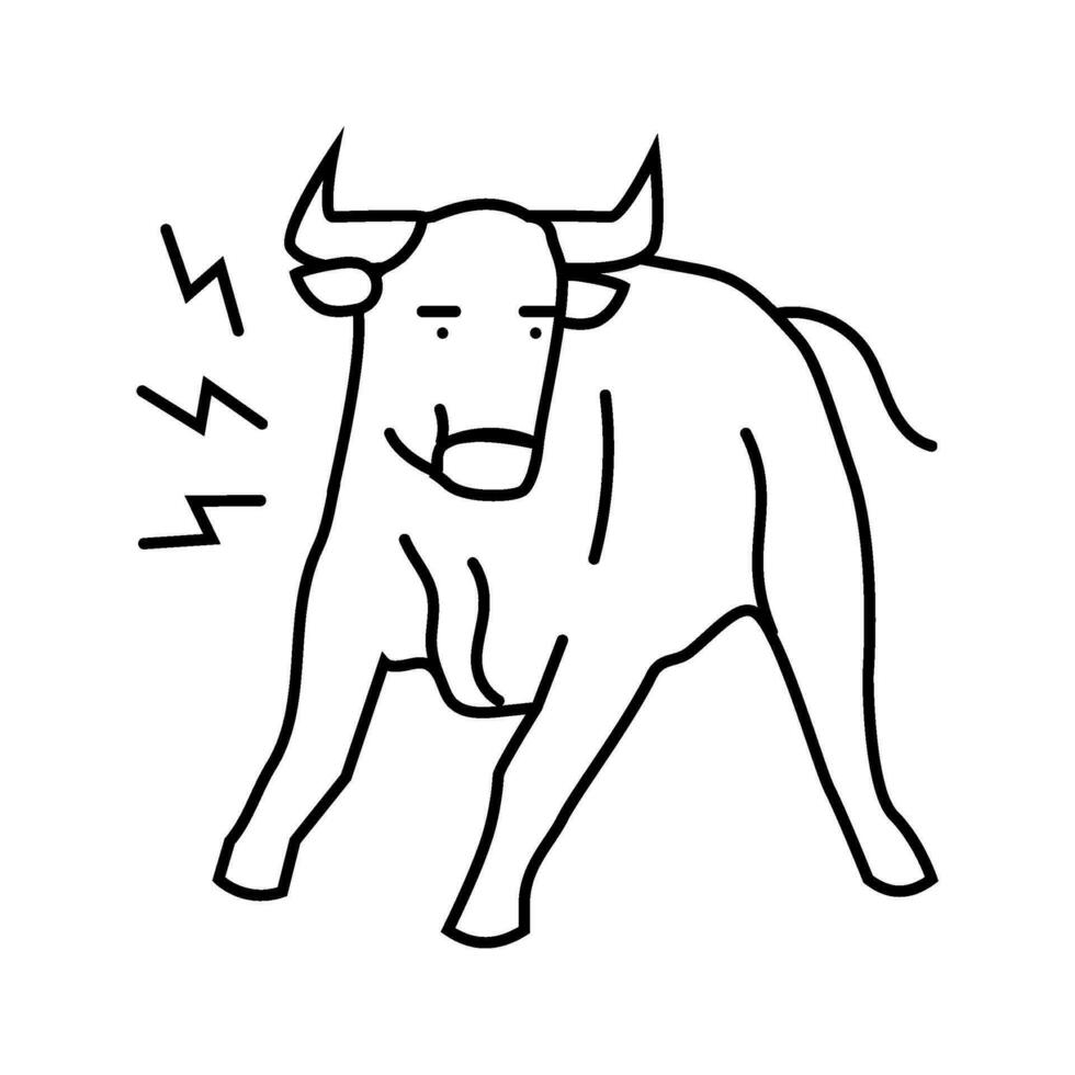arg tjur djur- linje ikon vektor illustration