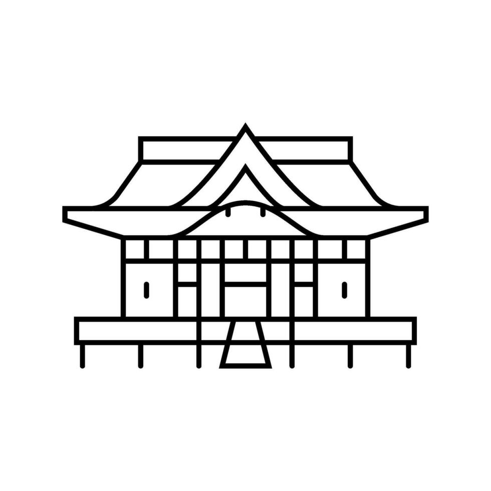 shinto helgedom byggnad shintoismen linje ikon vektor illustration