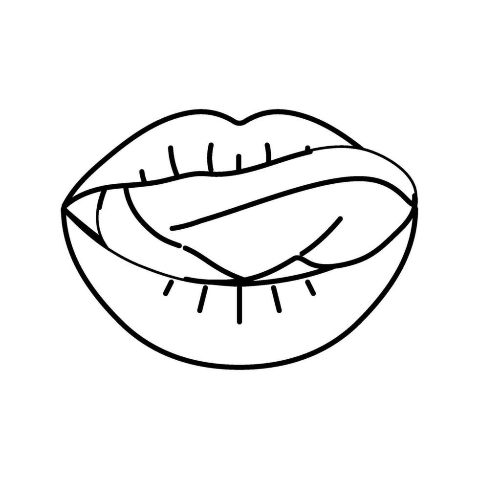 Zunge sexy Mund weiblich Linie Symbol Vektor Illustration