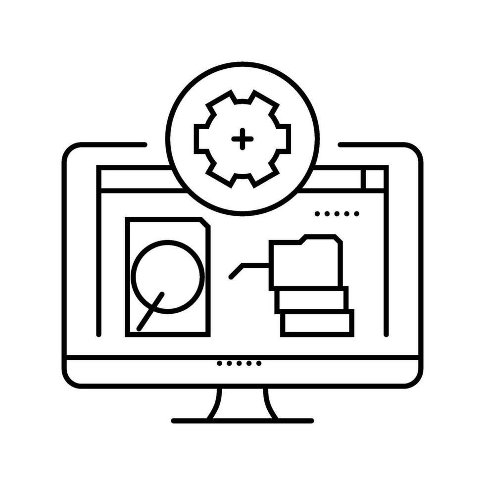 Daten Wiederherstellung Reparatur Computer Linie Symbol Vektor Illustration