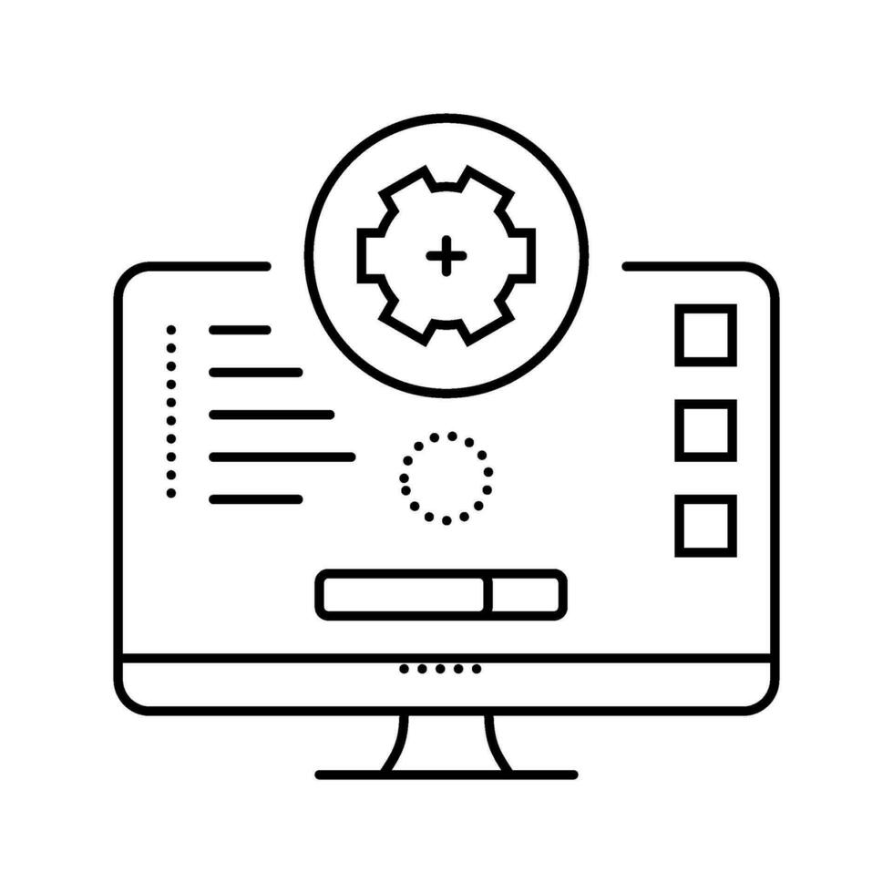 Software Aktualisierung Reparatur Computer Linie Symbol Vektor Illustration