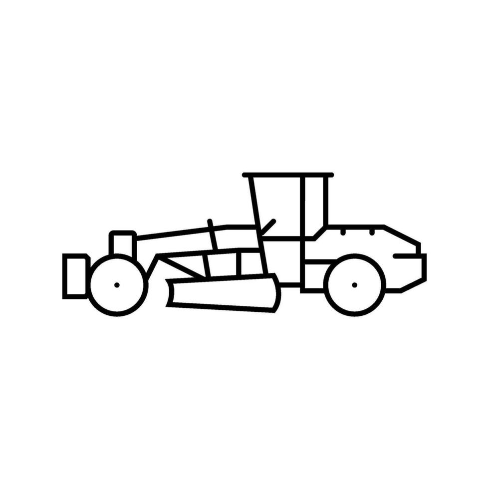 Grader Maschine Konstruktion Fahrzeug Linie Symbol Vektor Illustration