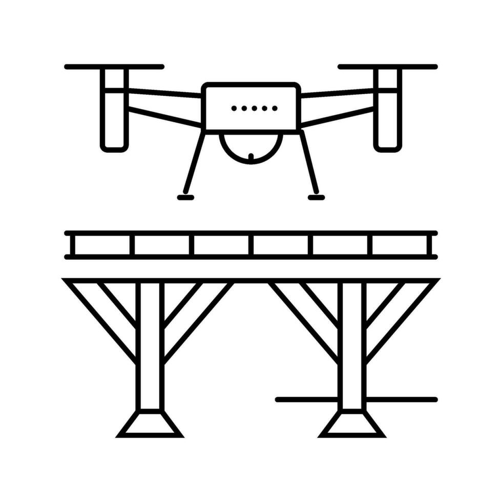 bro inspektion Drönare linje ikon vektor illustration