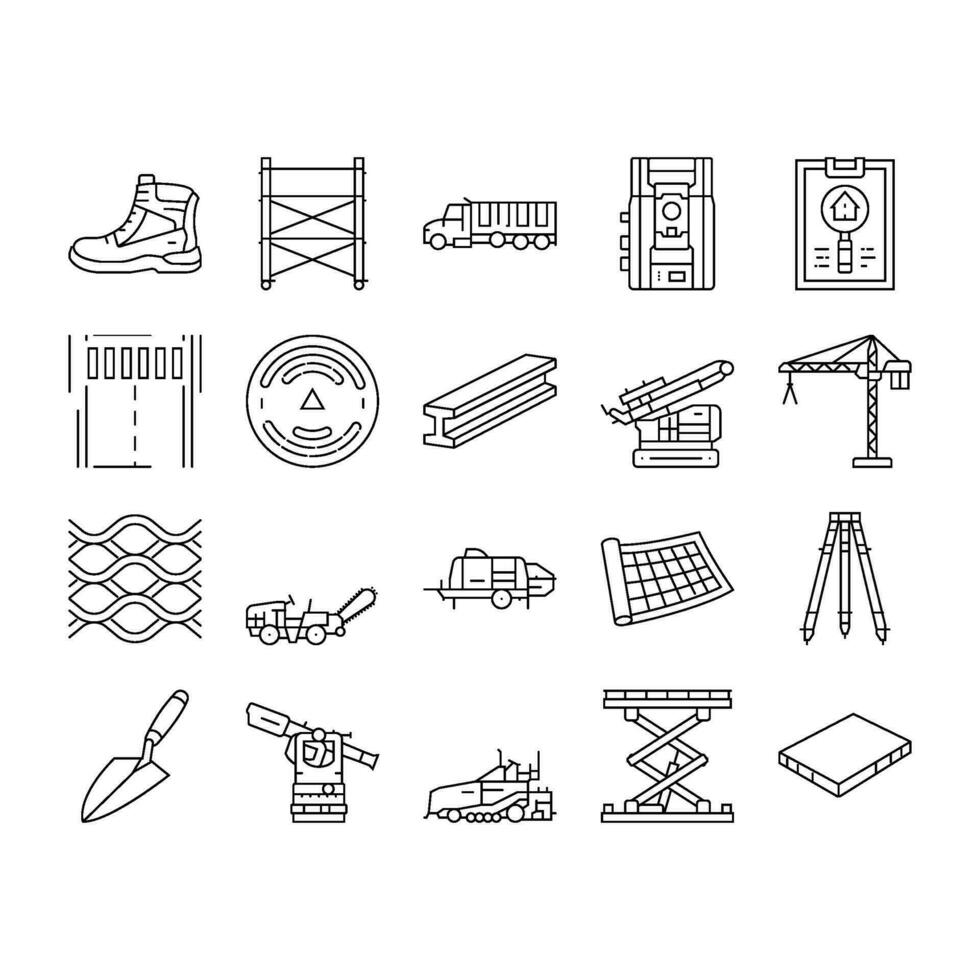 civil ingenjör industri byggnad ikoner uppsättning vektor