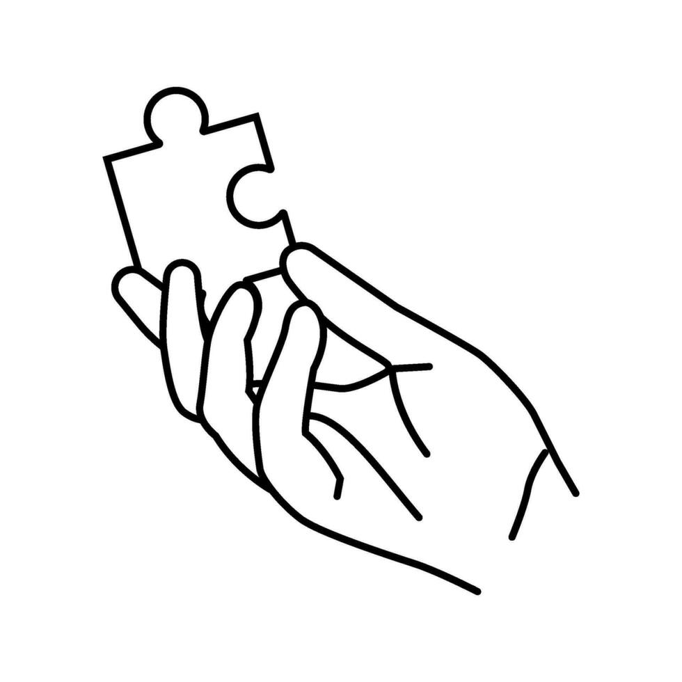 kontursåg hand pussel linje ikon vektor illustration