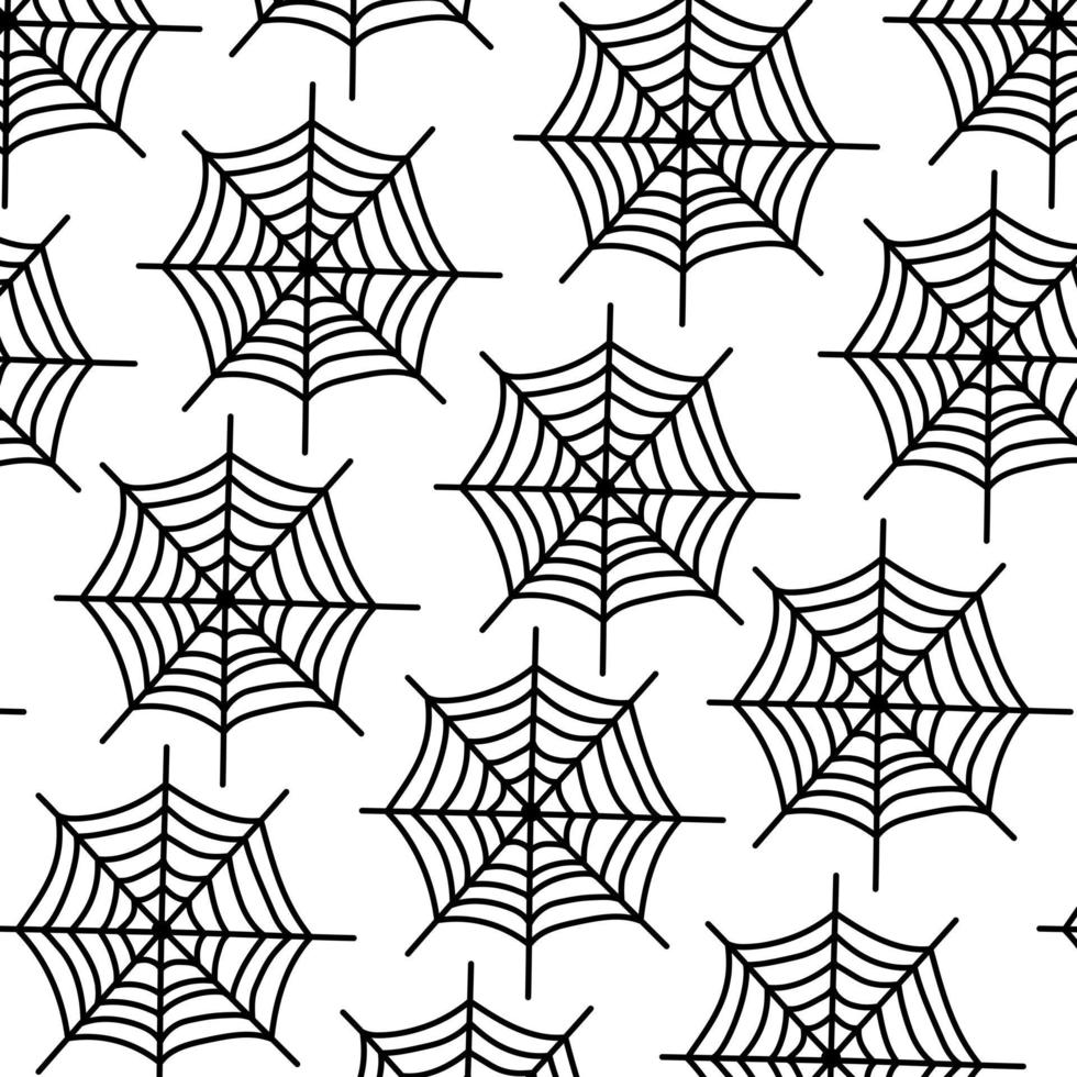sömlöst halloween mönster med doodle spindelnät. vektor