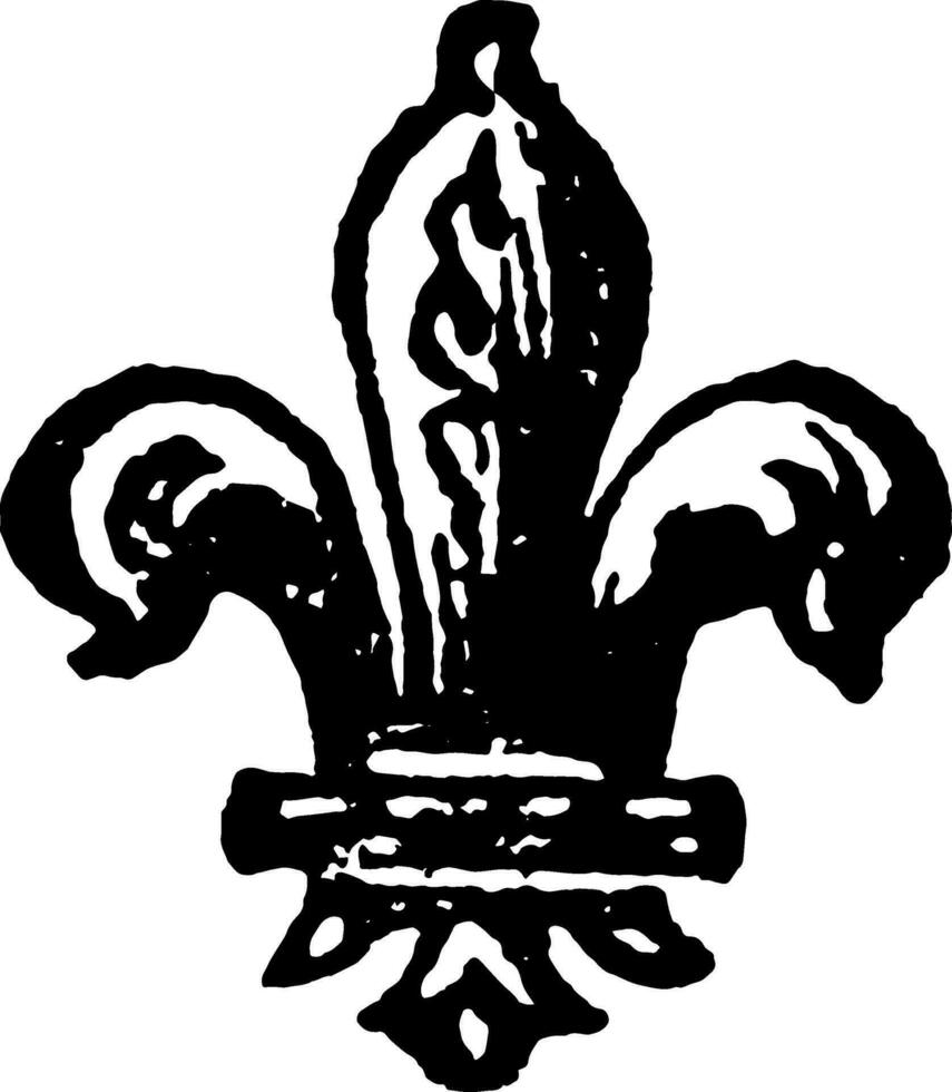 das fleur zu de zu lis ist ein heraldisch aufladen getragen durch das sechste älteste Sohn im ein Familie Jahrgang Gravur. vektor