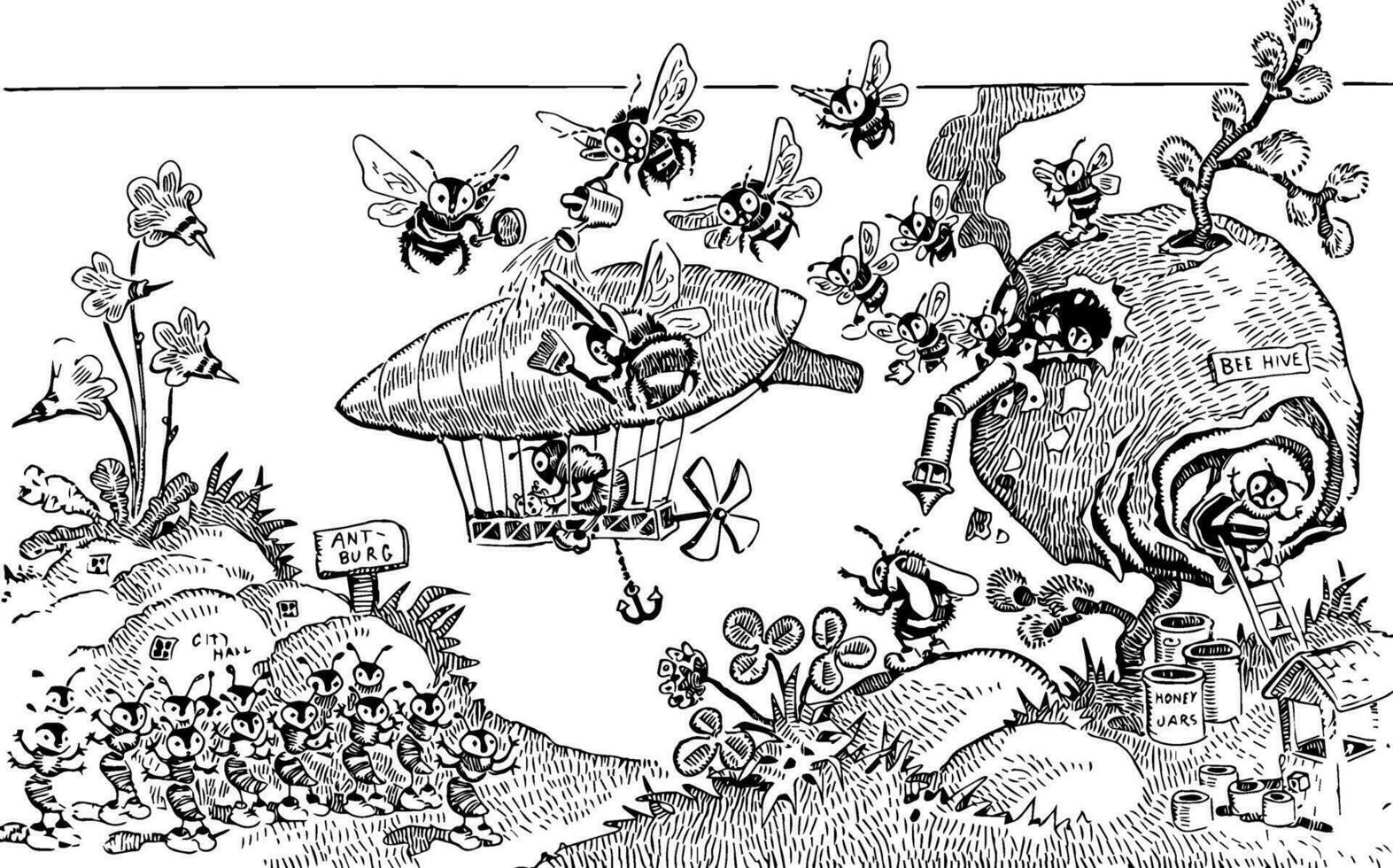 Ameisen und Bienen Jahrgang Illustration vektor