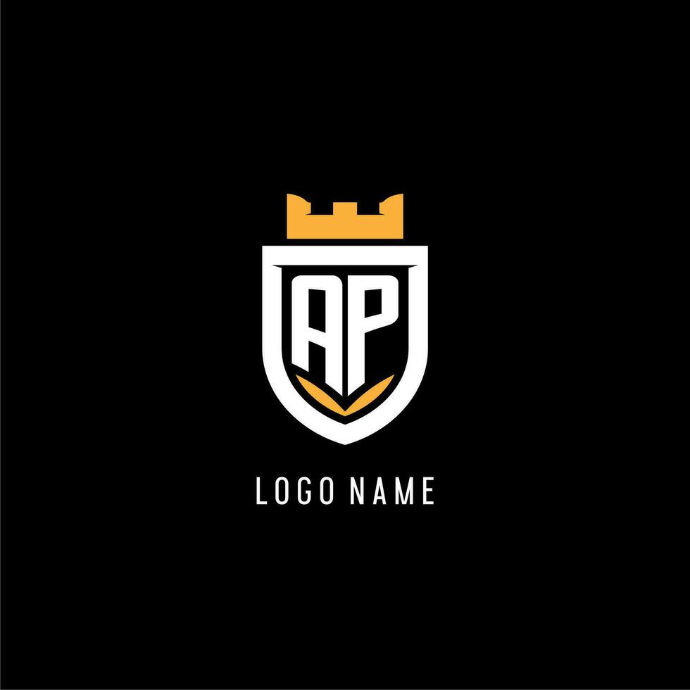 Initiale ap Logo mit Schild, Esport Spielen Logo Monogramm Stil vektor