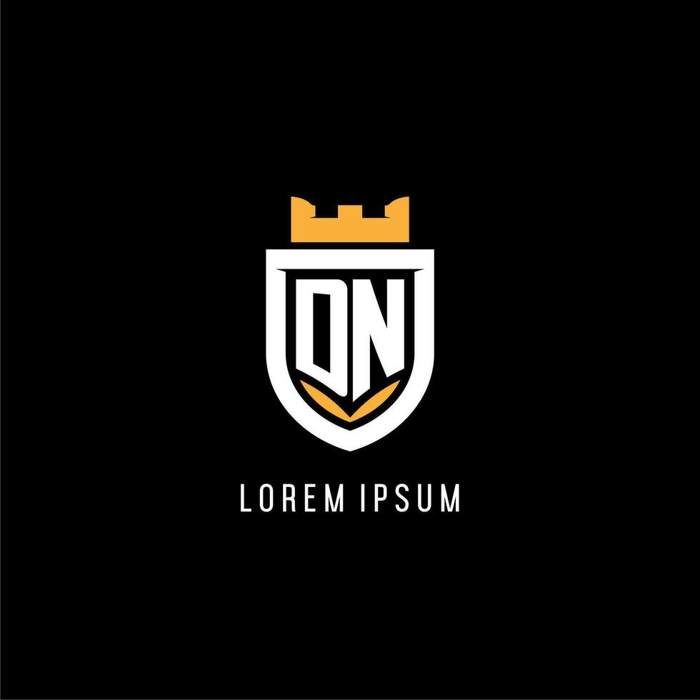 första dn logotyp med skydda, esport gaming logotyp monogram stil vektor