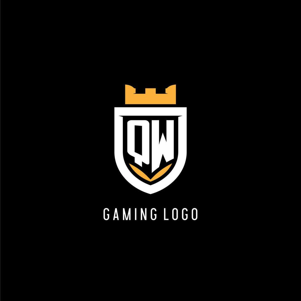 första qw logotyp med skydda, esport gaming logotyp monogram stil vektor