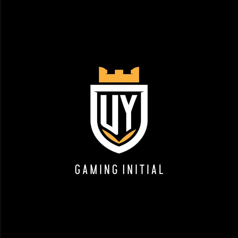 första uy logotyp med skydda, esport gaming logotyp monogram stil vektor