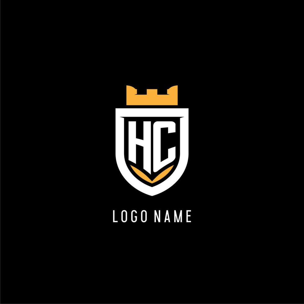 första hc logotyp med skydda, esport gaming logotyp monogram stil vektor