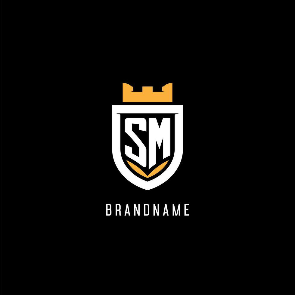 Initiale sm Logo mit Schild, Esport Spielen Logo Monogramm Stil vektor