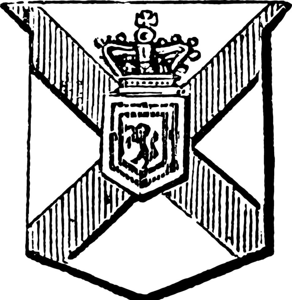 Ritter und Baronet von Nova schottland mit ein Löwe zügellos gules innerhalb ein doppelt Druck, Jahrgang Gravur. vektor