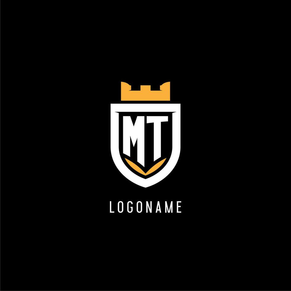 Initiale mt Logo mit Schild, Esport Spielen Logo Monogramm Stil vektor
