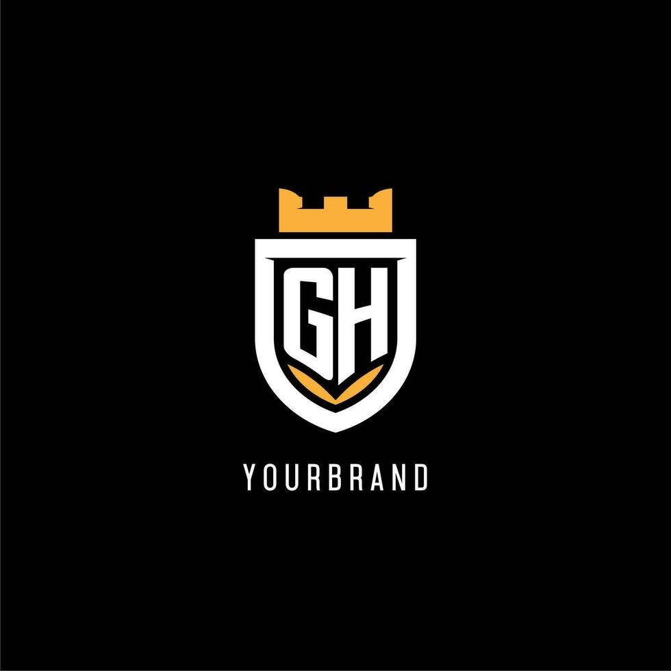 första gh logotyp med skydda, esport gaming logotyp monogram stil vektor