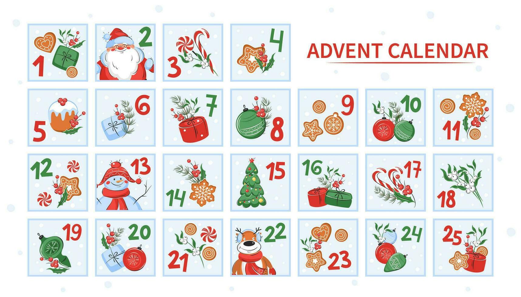 jul första advent kalender för ungar. vektor illustration
