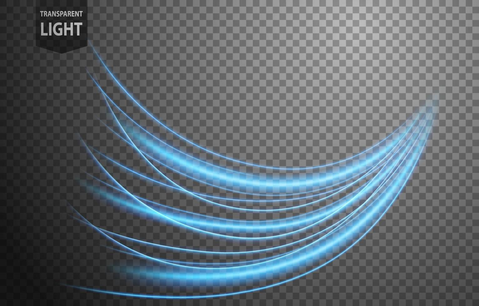 abstrakt blå vågig ljuslinje med en transparent bakgrund, isolerad och lätt att redigera. vektor illustration