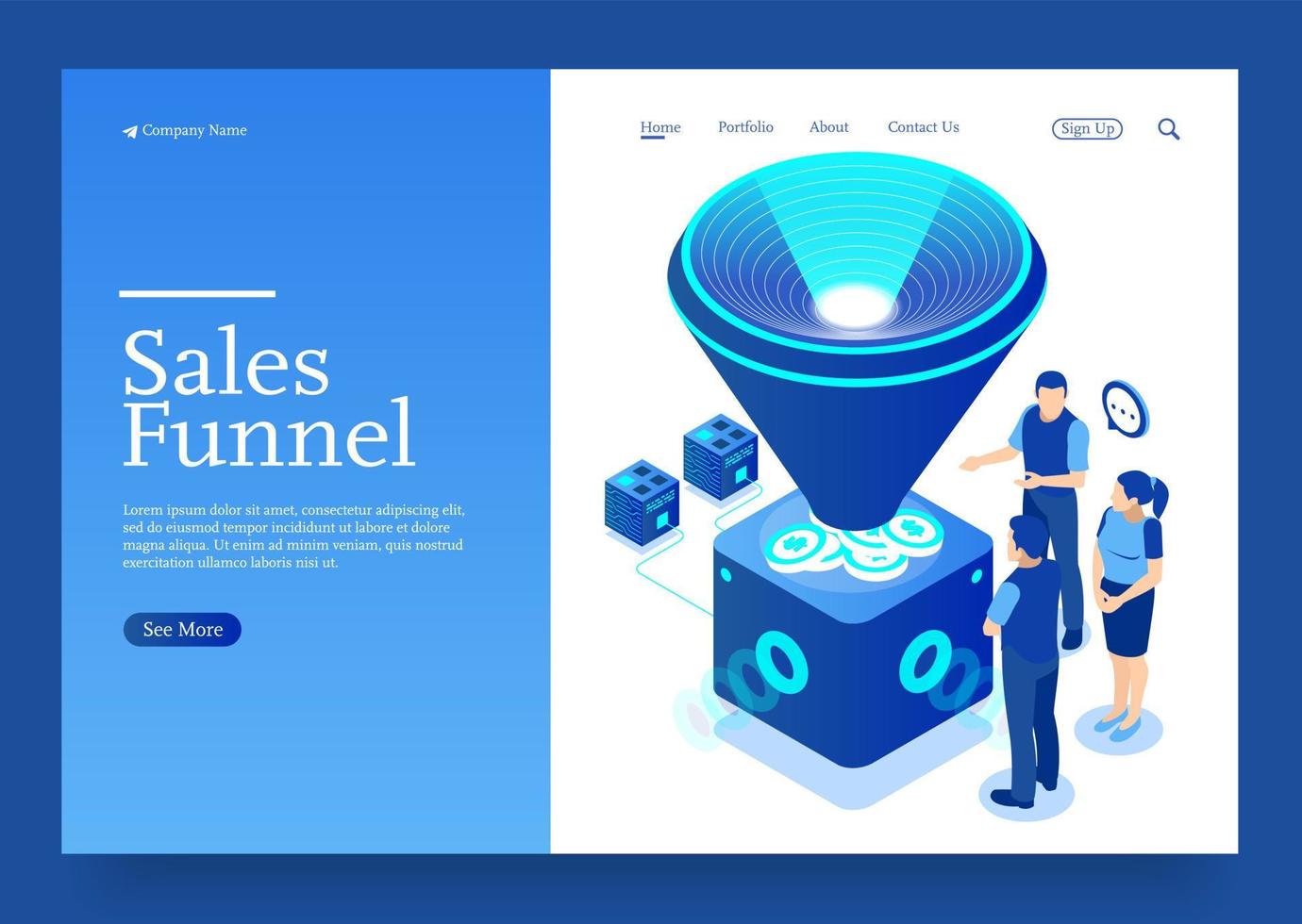 tratt generation försäljning vektor illustration för digital marknadsföring och ebusiness isometric koncept premium vektor