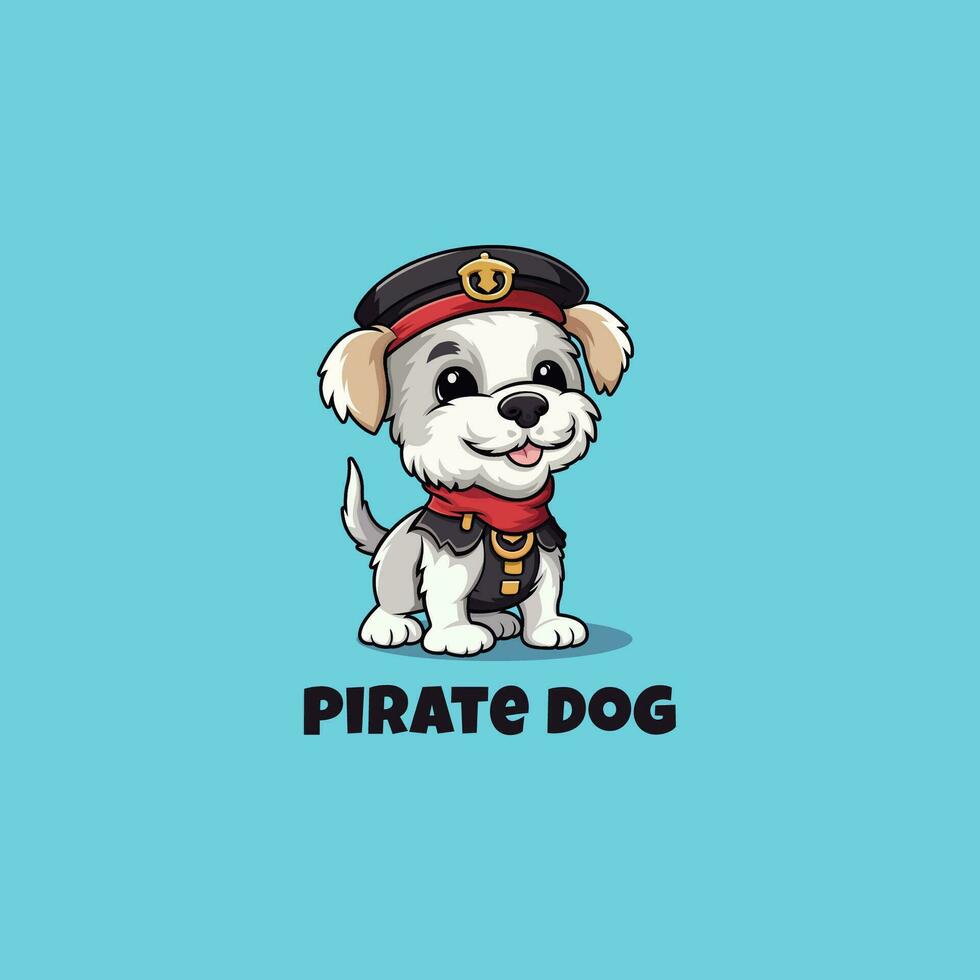 das Hund trägt ein Pirat Outfit Maskottchen Logo Design Vorlage Vektor Symbol Illustration. Hund Pirat Symbol