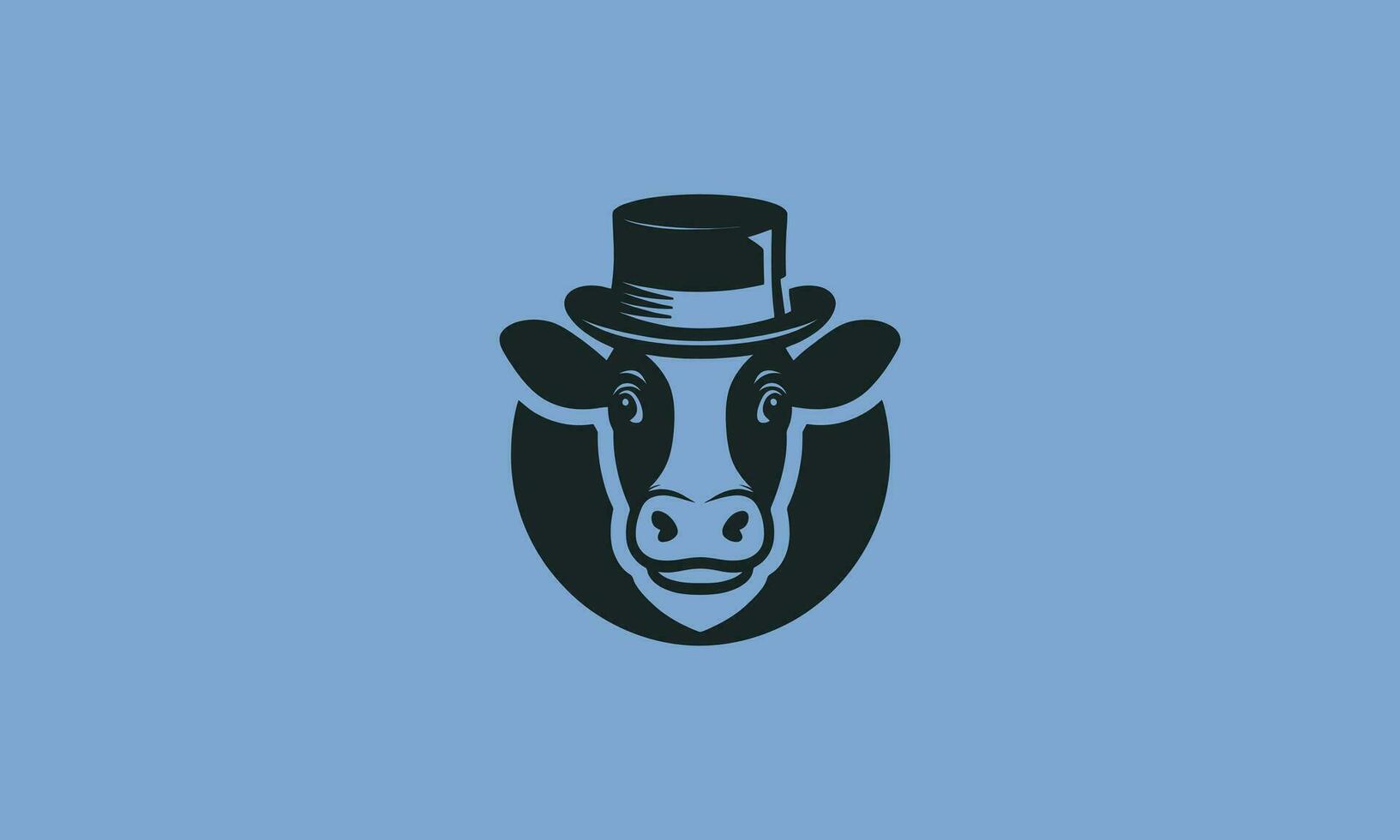 Kopf Kuh tragen oben Hut Vektor Gliederung Design