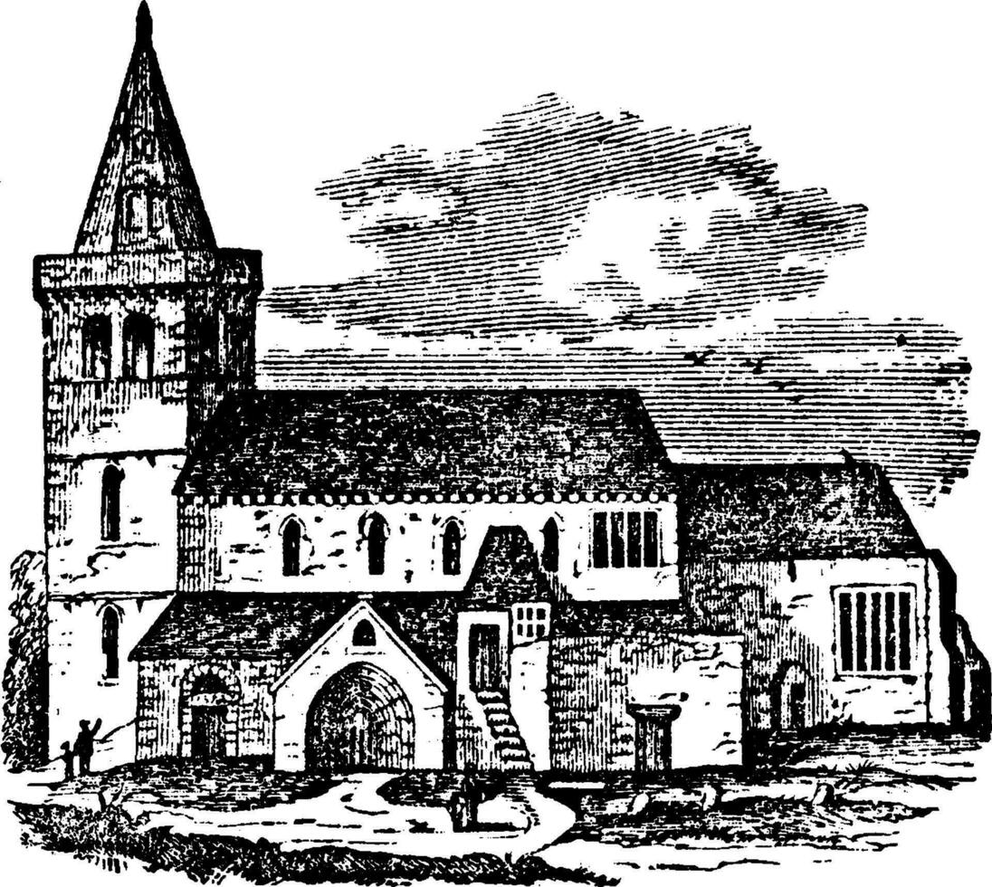 Crail Kirche Jahrgang Illustration. vektor