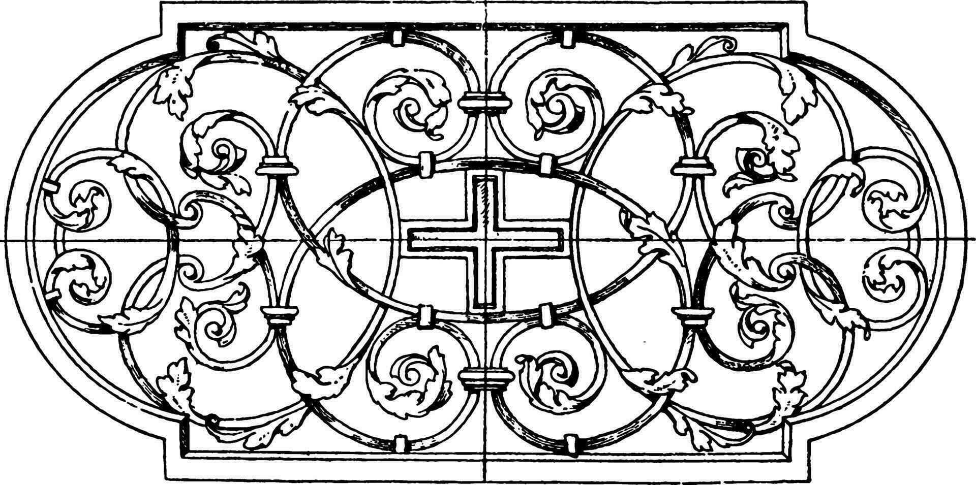 Grill Panel ist entworfen im das gestalten von ein länglich und ein Ellipsen, Jahrgang Gravur. vektor