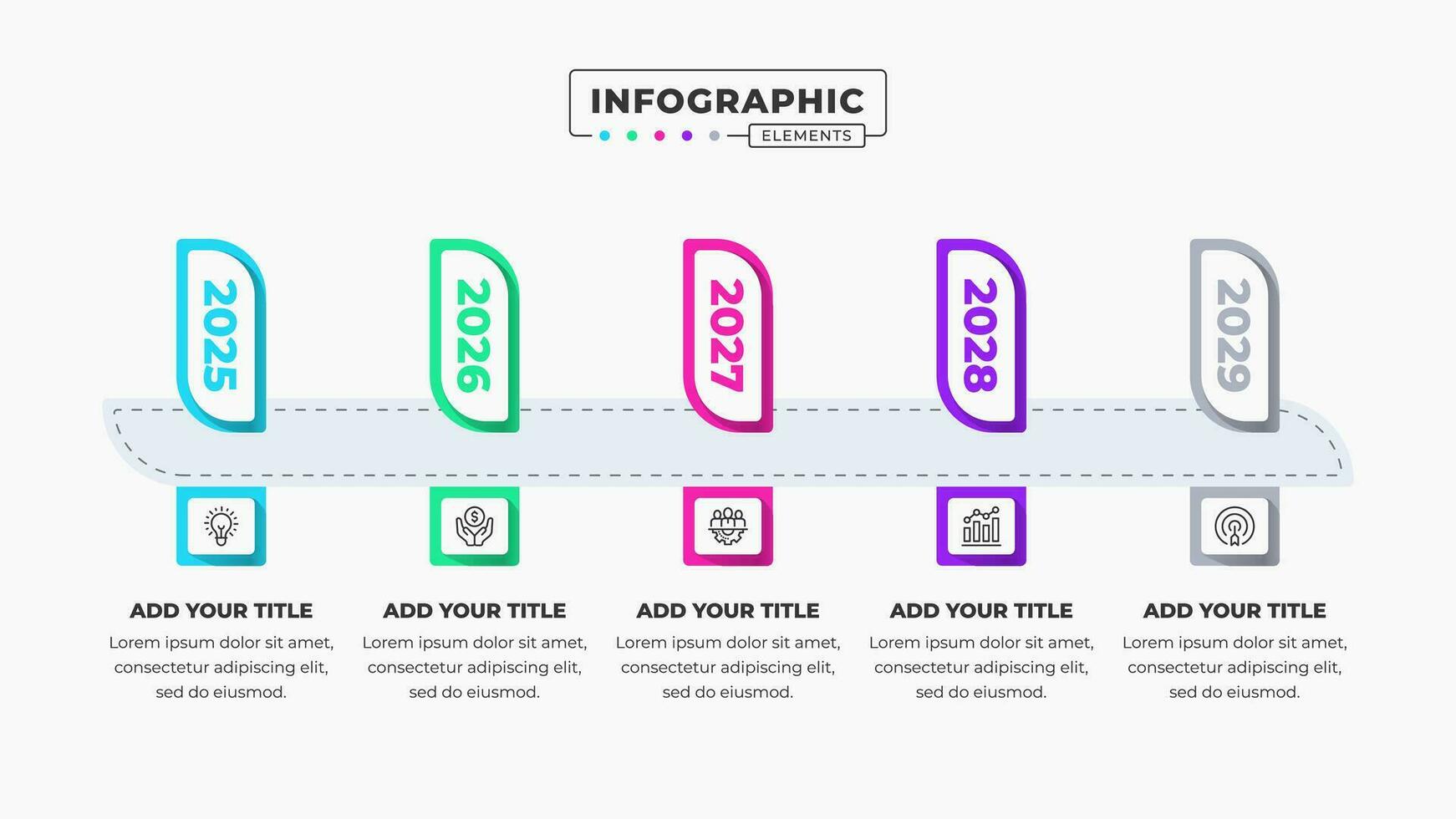 vektor 5 steg eller alternativ tidslinje infographic presentation mall