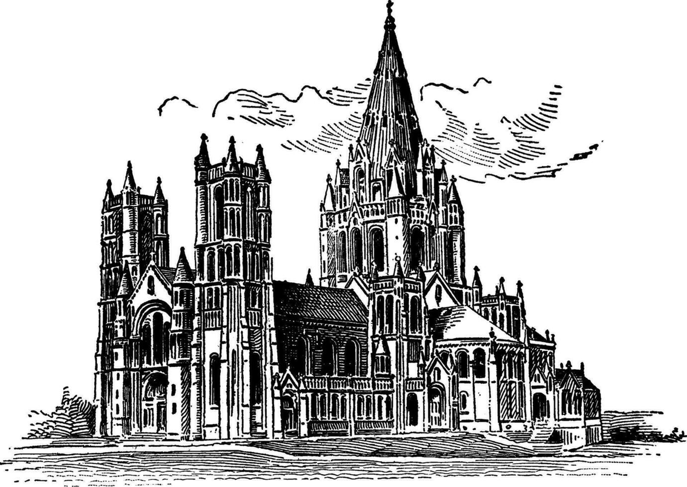 Kathedrale von st. John das göttlich Jahrgang Illustration. vektor